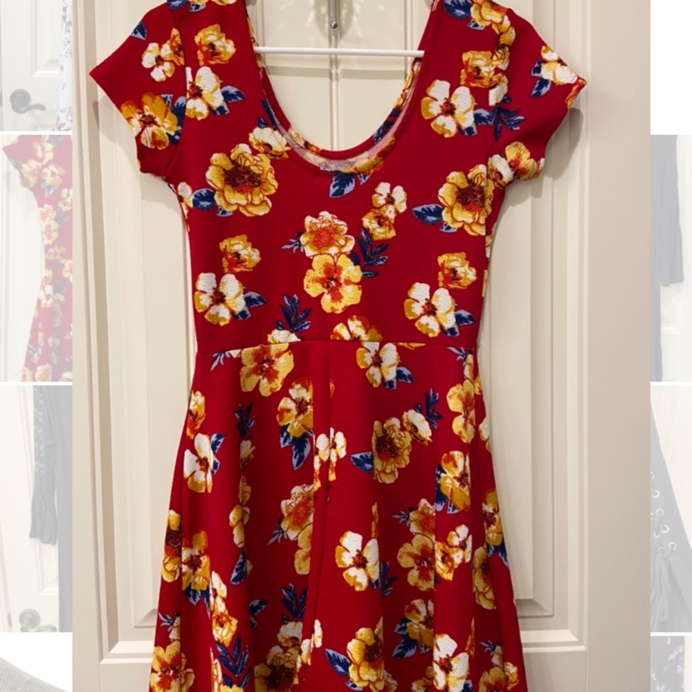 Red floral dress
